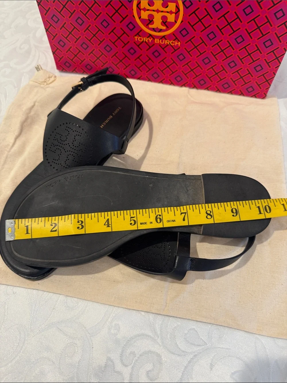 Tory Burch Perforated T Strap Sandal. Ladies 8.5
